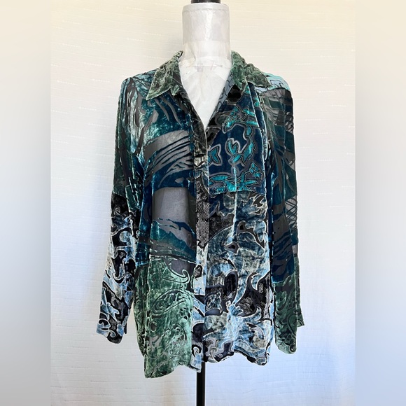 Chico's Tops - Chico's Velvet Burnout Long-sleeved Shirt Sz XL